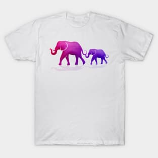 Pretty Pastel Momma and Baby Elephant T-Shirt